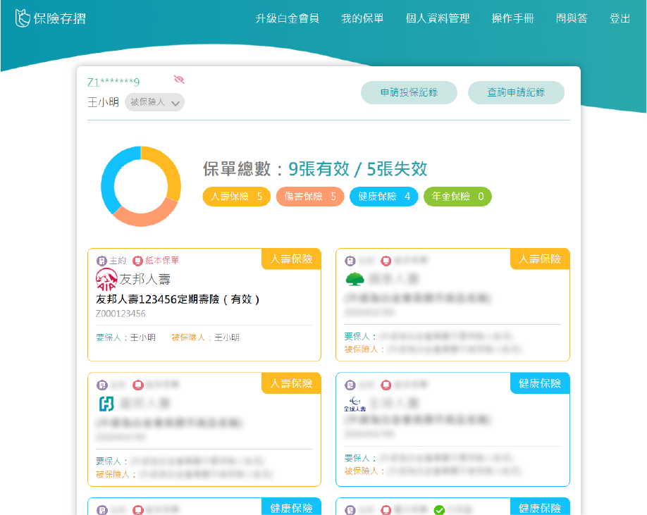 普通會員畫面示意